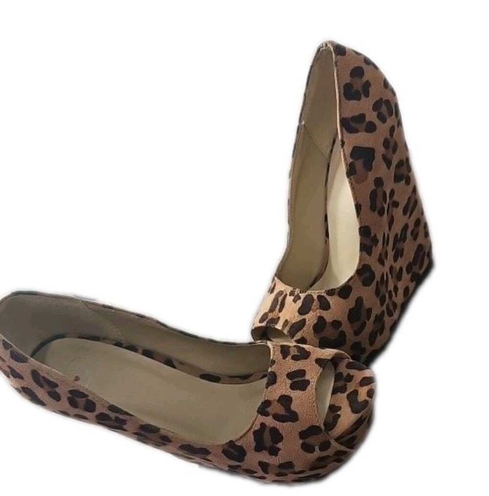 Leopard women wedges Open Toe Shoes Size 5
